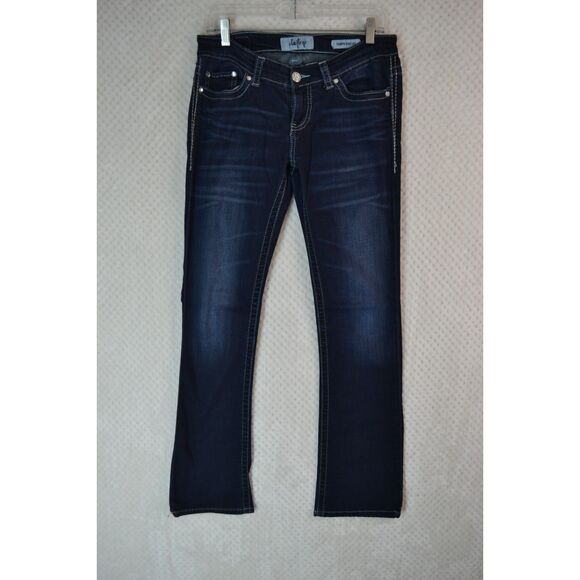 Daytrip Scorpio Bootcut Women's 28R Dark Wash Embellished Low Rise Jeans - Picture 1 of 16